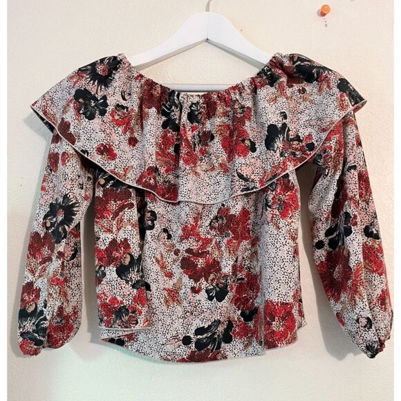 Aritzia Wilfred Womens Floral Long Sleeve Off-Shoulder Blouse Top XS Multicolor - Picture 1 of 10